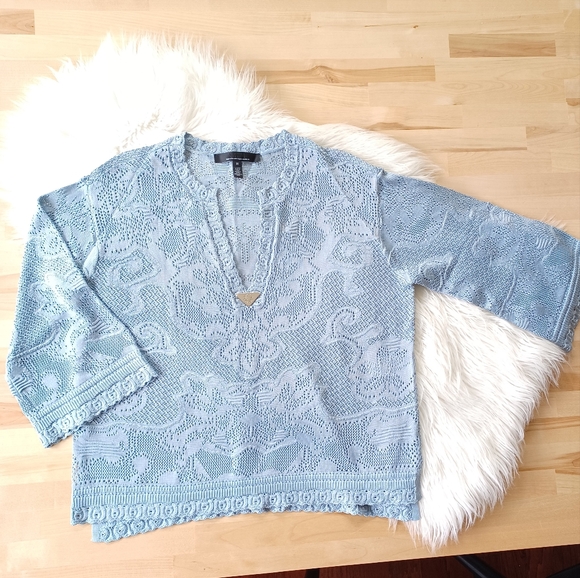 {WHBM} Pointelle Stitch 3/4 Sleeve Sweater - Picture 2 of 9